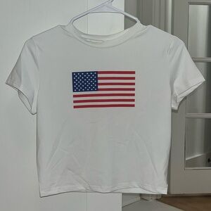 American Flag white baby tee